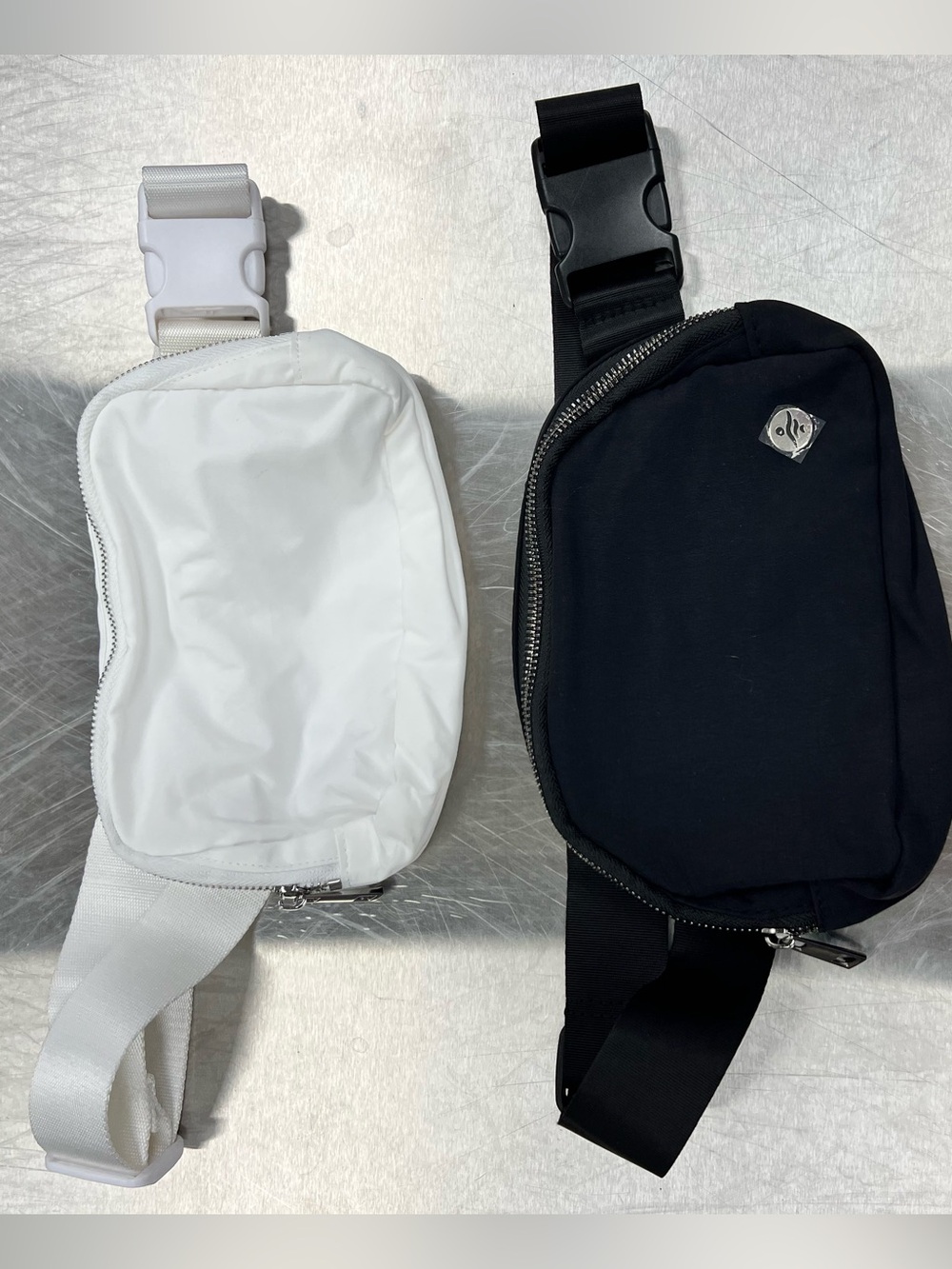 Ododos White and Unknown Brand Black Crossbody Pack Set of 2